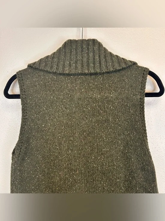 Dark Green Knit Zip-Up Vest Pockets Size M Cotton Angora Gorpcore Granola Hiking - Picture 8 of 9
